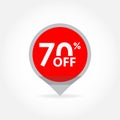 70% price off pointer or marker. Sale and discount tag icon. Vector illustration Royalty Free Stock Photo